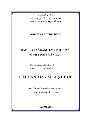 Luận án tiến sĩ pháp luật về đăng ký kinh doanh ở việt nam hiện nay