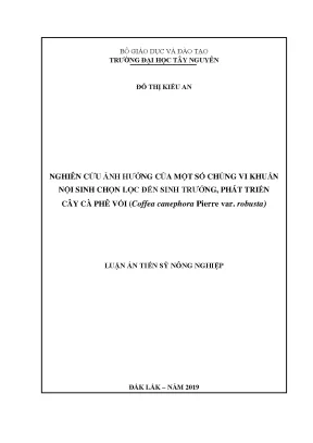 Luận án tiến sĩ nghiên cứu ảnh hưởng của một số chủng vi khuẩn nội sinh chọn lọc đến sinh trưởng phát triển cây cà phê vối