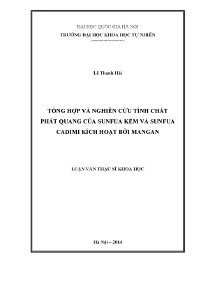 Luận văn tổng hợp và nghiên cứu tính chất phát quang của sunfua kẽm và sunfua cadimi