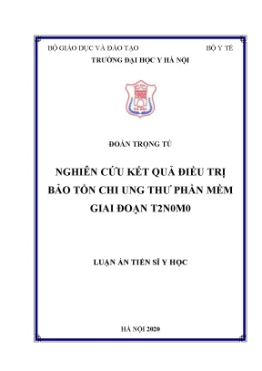 Luận án tiến sĩ nghiên cứu kết quả điều trị bảo tồn chi ung thư phần mềm giai đoạn t2n0m0