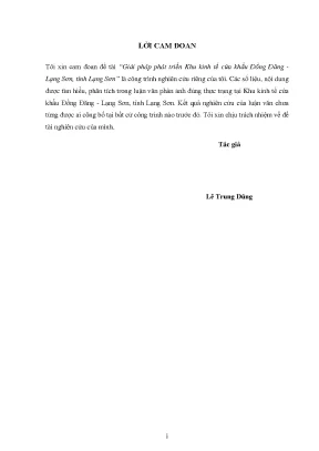 Luận văn thạc sỹ quản lý kinh tế chủ đề giải pháp phát triển khu kinh tế cửa khẩu đồng đăng lạng sơn tỉnh lạng sơn