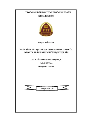 Luận văn tốt nghiệp kế toán phân tích kết quả hoạt động kinh doanh của công ty trách nhiệm hữu hạn việt tín
