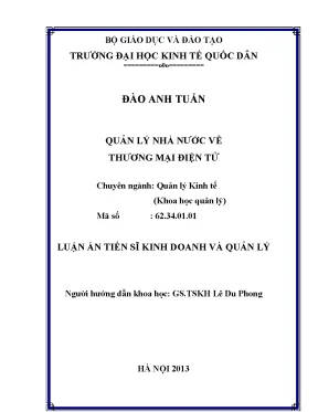 Luận án tiến sĩ quản lý nhà nước về thương mại điện tử