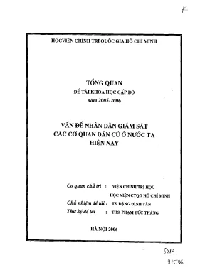 Luận văn tổng quan đề tài khoa học cấp bộ vấn đề nhân dân giám sát các cơ quan dân cử ở nước ta hiện nay