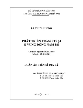Luận án tiến sĩ phát triển trang trại ở vùng đông nam bộ
