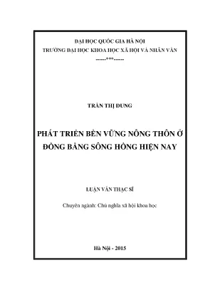 Luận văn thạc sĩ phát triển bền vững nông thôn ở đồng bằng sông hồng hiện nay