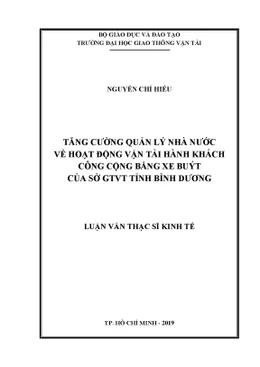 Tăng cường quản lý nhà nước về hoạt động vận tải hành khách công cộng bằng xe buýt của sở giao thông vận tải tỉnh bình dương luận văn thạc sĩ chuyên ngành quản trị kinh doanh