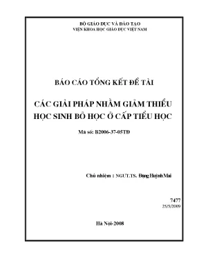 Luận văn các giải pháp nhằm giảm thiểu học sinh bỏ học ở cấp tiểu học