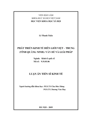 Luận án tiến sĩ phát triển kinh tế biên giới việt trung tỉnh quảng ninh vấn đề và giải pháp