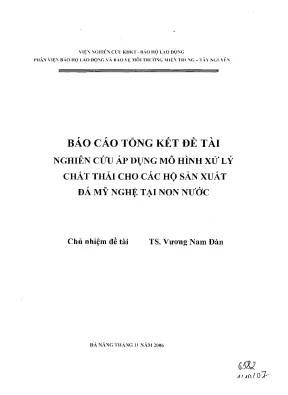 Luận văn báo cáo tổng kết đề tài nghiên cứu áp dụng mô hình xử lý chất thải cho các hộ sản xuất đá mỹ nghệ tại non nước
