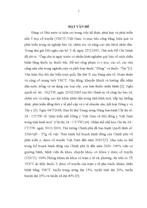 Luận án tiến sĩ nghiên cứu thực trạng khám chữa bệnh bằng y học cổ truyền tại các bệnh viện đa khoa tuyến huyện của tỉnh vĩnh phúc và giải pháp can thiệp