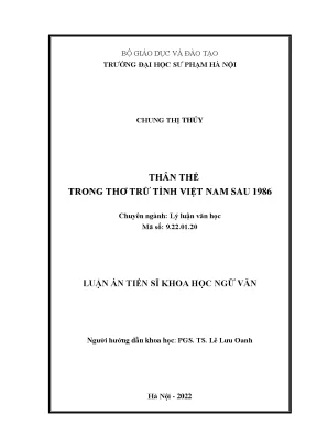 Luận án tiến sĩ khoa học ngữ văn thân thể trong thơ trữ tình việt nam sau 1986