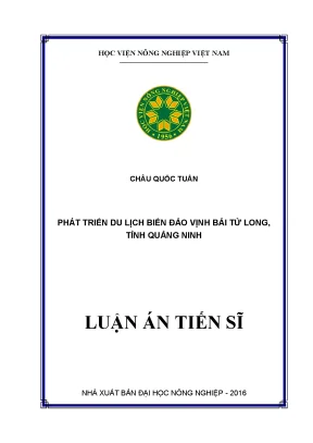 Luận án tiến sĩ phát triển du lịch biển đảo vịnh bái tử long tỉnh quảng ninh