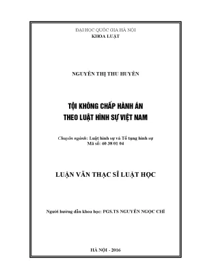 Luận án tiến sĩ luật học tội không chấp hành án theo luật hình sự việt nam