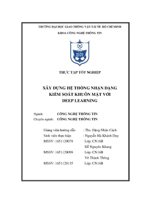 Luận văn xây dựng hệ thống nhận dạng kiểm soát khuôn mặt với deep learning