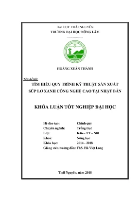 Luận văn tìm hiểu quy trình kỹ thuật sản xuất súp lơ xanh công nghệ cao tại nhật bản