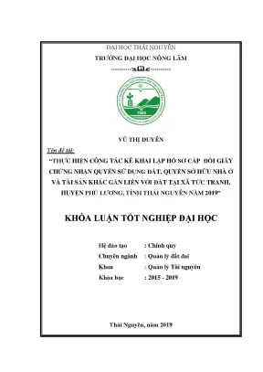 Luận văn thực hiện công tác kê khai lập hồ sơ cấp đổi giấy chứng nhận quyền sử dụng đất quyền sở hữu nhà ở và tài sản khác gắn liền với đất tại xã tức tranh