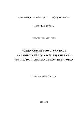 Luận án tiến sĩ nghiên cứu mức độ di căn hạch và đánh giá kết quả điều trị triệt căn ung thư đại tràng bằng phẫu thuật nội soi