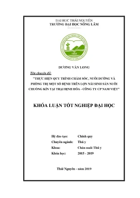 Luận văn thực hiện quy trình chăm sóc nuôi dưỡng và phòng trị một số bệnh trên lợn nái sinh sản nuôi chuồng kín tại trại định hóa công ty cp nam việt
