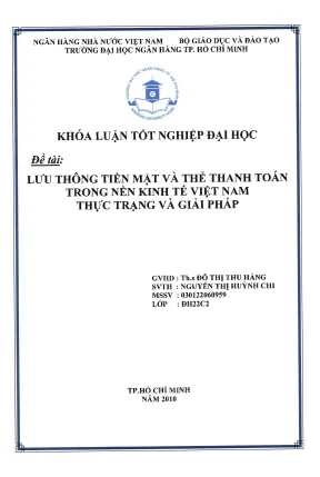 Luận văn tốt nghiệp lưu thông tiền mặt và thẻ thanh toán trong nền kinh tế việt nam thực trạng và giải pháp