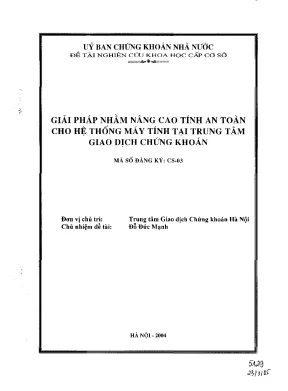Luận văn giải pháp nhằm nâng cao tính an toàn cho hệ thống máy tính tại trung tâm giao dịch chứng khoán