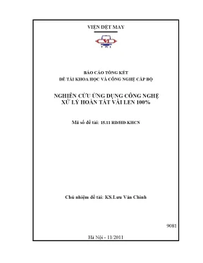 Luận văn nghiên cứu ứng dụng công nghệ xử lý hoàn tất vải len 100