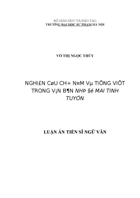Luận án tiến sĩ ngữ văn nghiên cứu chữ nôm và tiếng việt trong văn bản nhị độ mai tinh tuyển