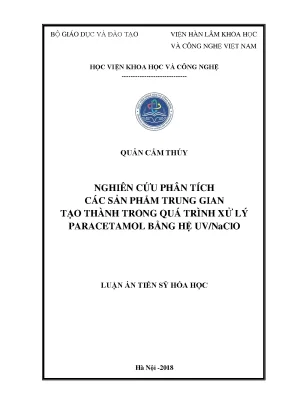 Luận án tiến sĩ hóa học nghiên cứu phân tích các sản phẩm trung gian tạo thành trong quá trình xử lý paracetamol bằng hệ uv naclo