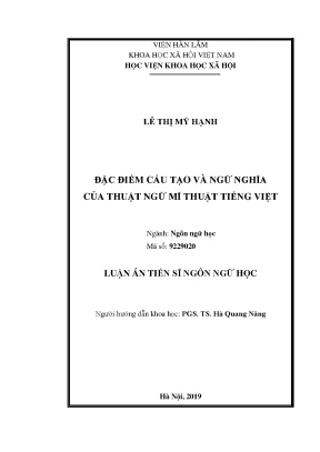 Luận án tiến sĩ đặc điểm cấu tạo và ngữ nghĩa của thuật ngữ mĩ thuật tiếng việt