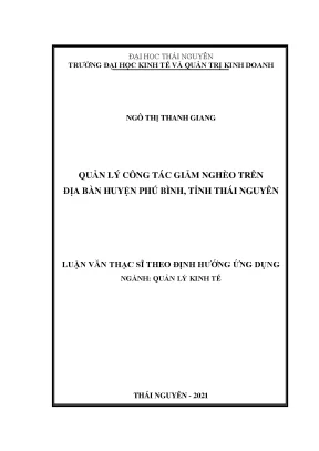 Luận văn thạc sĩ quản lý công tác giảm nghèo trên địa bàn huyện phú bình tỉnh thái nguyên