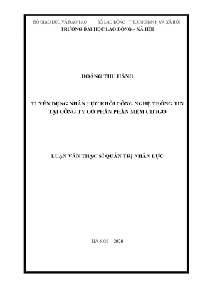 Luận văn thạc sĩ tuyển dụng nhân lực khối công nghệ thông tin tại công ty cổ phần phần mềm citigo