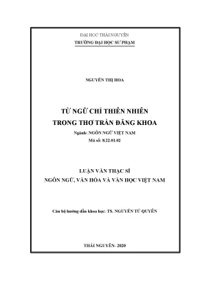 Luận văn thạc sĩ từ ngữ chỉ thiên nhiên trong thơ trần đăng khoa