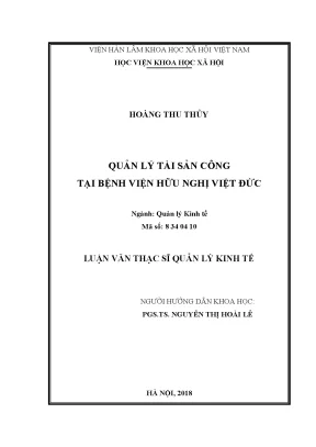 Luận văn thạc sĩ quản lý kinh tế quản lí tài sản công tại bệnh viện hữu nghị việt đức