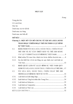 Luận án tiến sĩ luật học tội mua bán đánh tráo hoặc chiếm đoạt trẻ em trong luật hình sự việt nam trên cơ sở thực tiễn tại địa bàn tỉnh hà giang