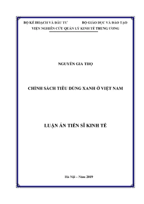 Luận án tiến sĩ chính sách tiêu dùng xanh ở việt nam