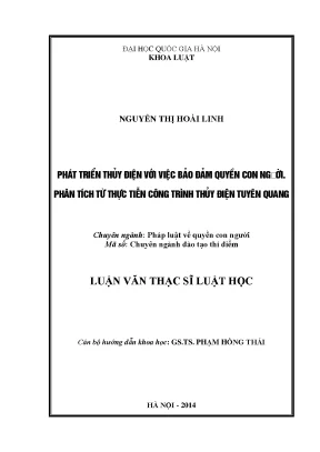 Luận văn thạc sĩ phát triển thủy điện với việc bảo đảm quyền con người phân tích từ thực tiễn công trình thủy điện tuyên quang