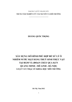 Luận văn thạc sĩ xây dựng mô hình phù hợp để xử lý ô nhiễm nước mặt bằng thuỷ sinh thực vật tại đầm và đoạn chảy qua kcn quang minh mê linh hà nội