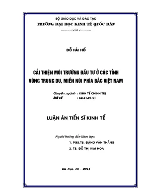 Luận án tiến sĩ cải thiện môi trường đầu tư ở các tỉnh vùng trung du miền núi phía bắc việt nam