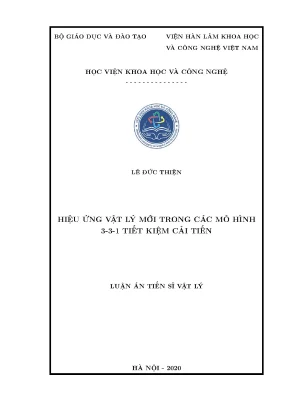 Luận án tiến sĩ hiệu ứng vật lý mới trong các mô hình 3 3 1 tiết kiệm cải tiến