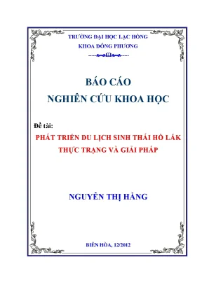 Luận văn phát triển du lịch sinh thái hồ lắk thực trạng và giải pháp