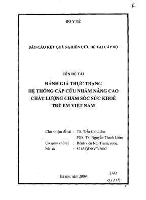 Luận văn đánh giá thực trạng hệ thống cấp cứu nhằm nâng cao chất lượng chăm sóc sức khoẻ trẻ em việt nam