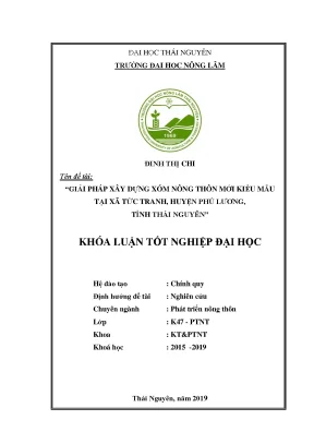 Luận văn giải pháp xây dựng xóm nông thôn mới kiểu mẫu tại xã tức tranh huyện phú lương tỉnh thái nguyên