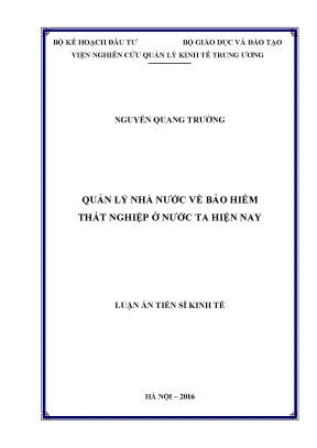Luận án tiến sĩ quản lý nhà nước về bảo hiểm thất nghiệp ở nước ta hiện nay