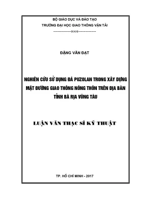 Nghiên cứu sử dụng đá puzolan trong xây dựng mặt đường giao thông nông thôn trên địa bàn tỉnh bà rịa vũng tàu luận văn thạc sỹ chuyên ngành xây dựng đường ô tô và đường thành phố