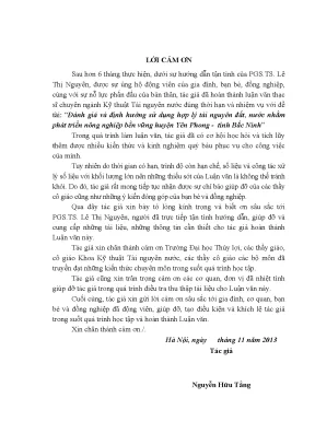 Luận văn thạc sĩ đánh giá và định hướng sử dụng hợp lý tài nguyên đất nước nhằm phát triển nông nghiệp bền vững huyện yên phong tỉnh bắc ninh