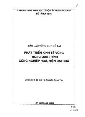 Luận văn phát triển kinh tế vùng trong quá trình công nghiệp hóa hiện đại hóa