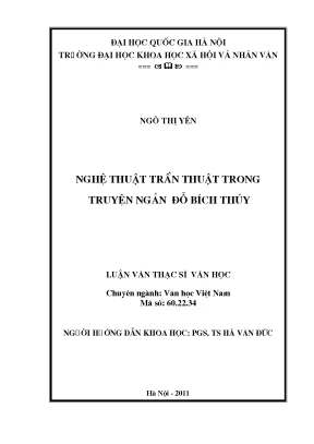 Luận văn thạc sĩ nghệ thuật trần thuật trong truyện ngắn đỗ bích thúy