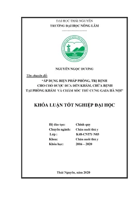 Luận văn áp dụng biện pháp phòng trị bệnh cho chó được đưa đến khám chữa bệnh tại phòng khám và chăm sóc thú cưng gaia hà nội