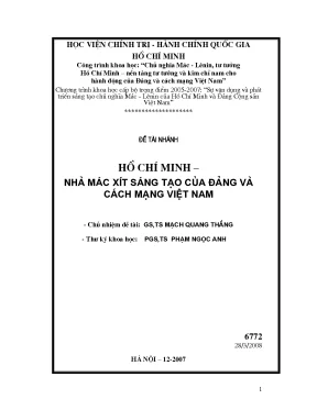 Luận văn đề tài nhánh hồ chí minh nhà mác xít sáng tạo của đảng và cách mạng việt nam