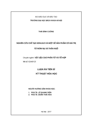Luận án tiến sĩ nghiên cứu chế tạo xenlulo và một số sản phẩm có giá trị từ rơm rạ và thân ngô